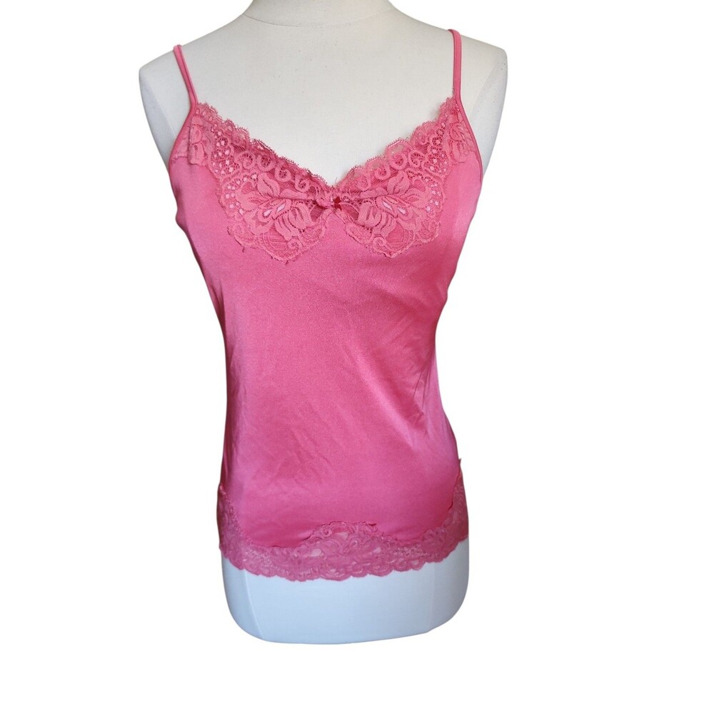 The Limited Vintage Y2K Cami Tank Top Womens S Pink Butterfly Lace Festival